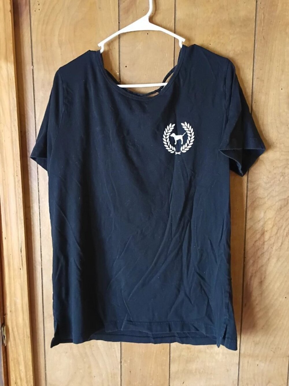 PINK Victoria’s Secret Women’s T-Shirt Size L Black Logo Short Sleeve Cotton